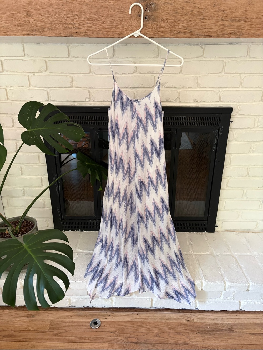 Lightweight Blue & White Zigzag Slip Dress
